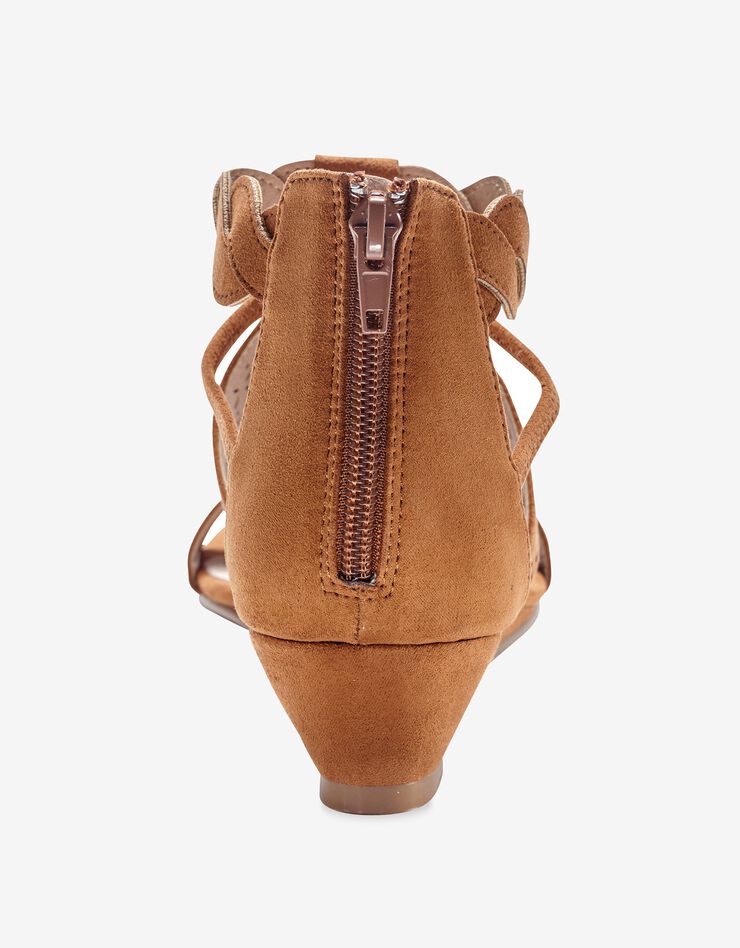 Sandales compensées tressées et perforées (beige foncé)