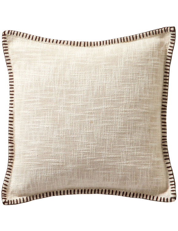 Coussin uni coton textur&eacute; (ivoire)