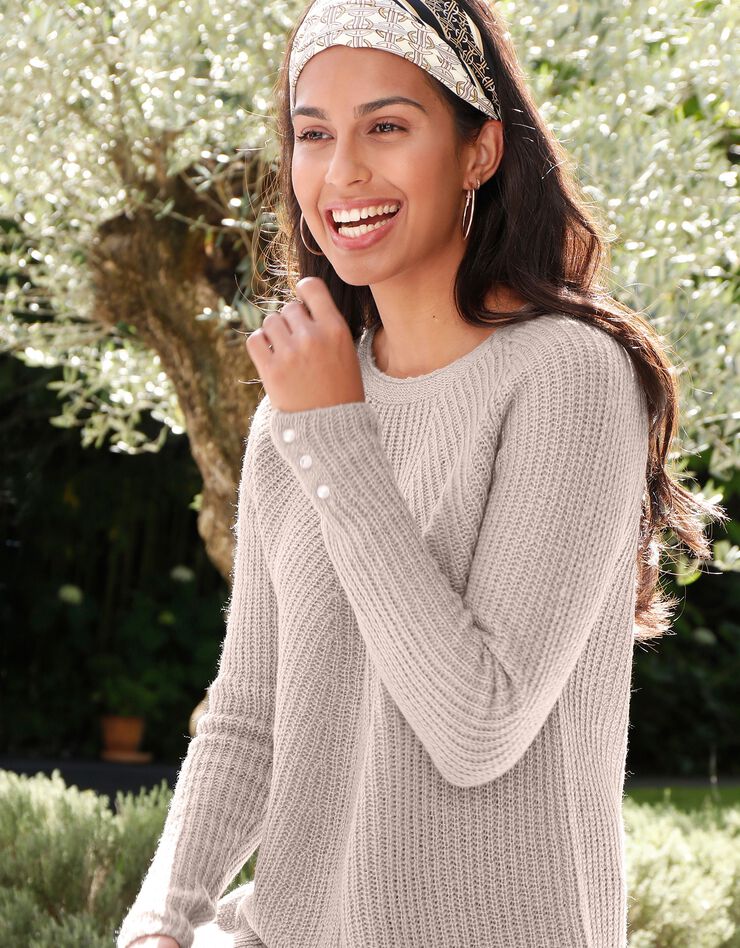 Pull évasé maille anglaise (taupe) Pull évasé maille anglaise (taupe)