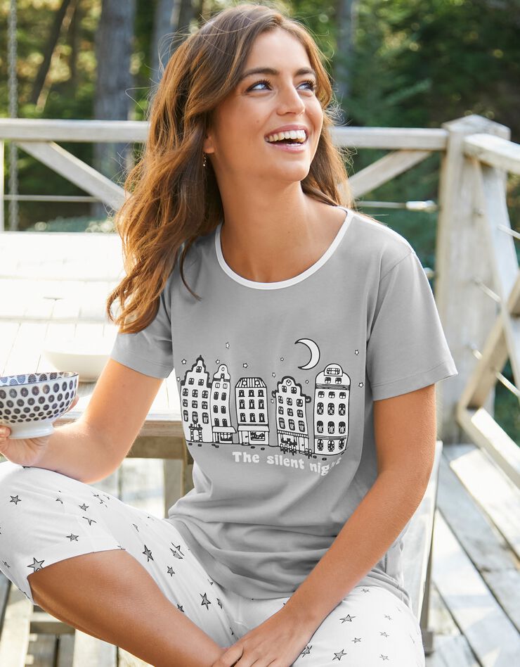 Pyjama court ville étoilée (gris) Pyjama court ville étoilée (gris)