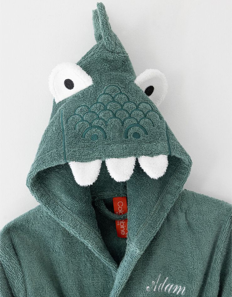 Peignoir de bain enfant à capuche dinosaure personnalisable - 340g/m² (eucalyptus)