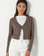 Gilet boléro, maille côtelée (taupe)