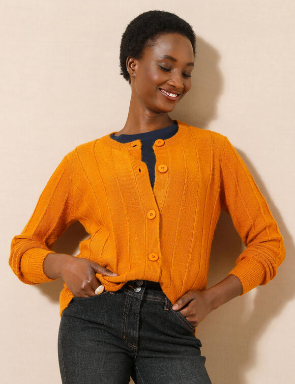 Gilet maille effet rayures (safran)