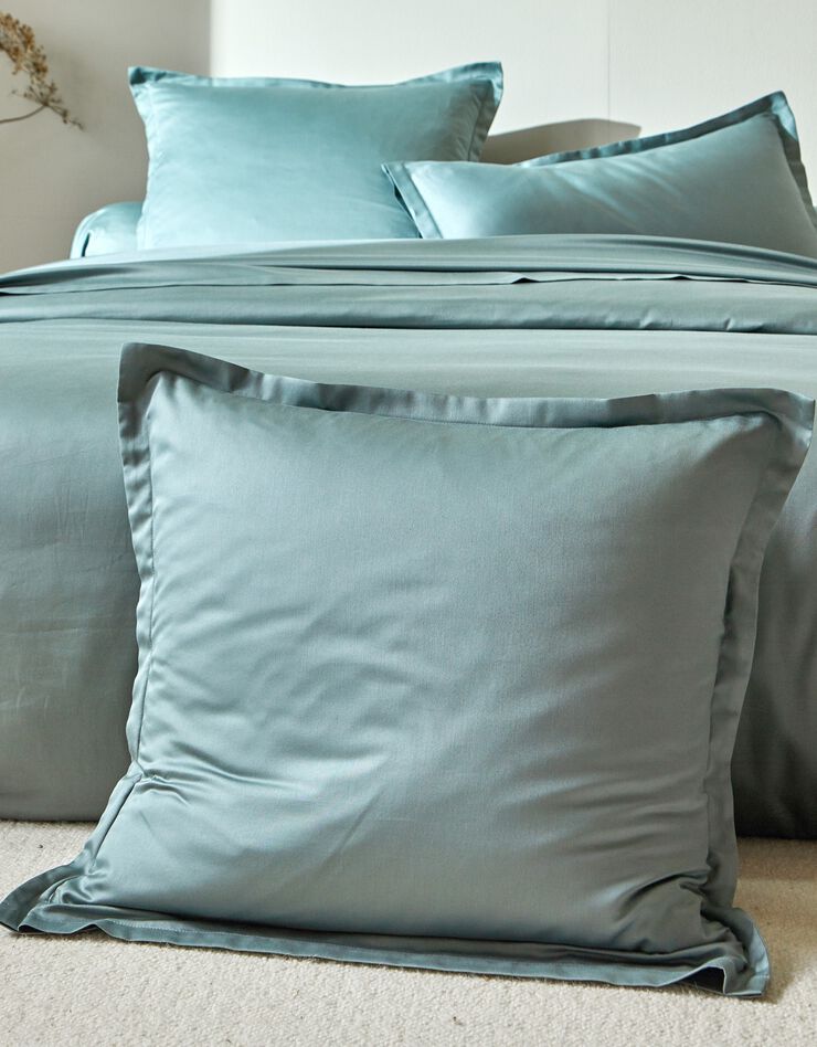 Linge de lit satin uni (vert grisé)
