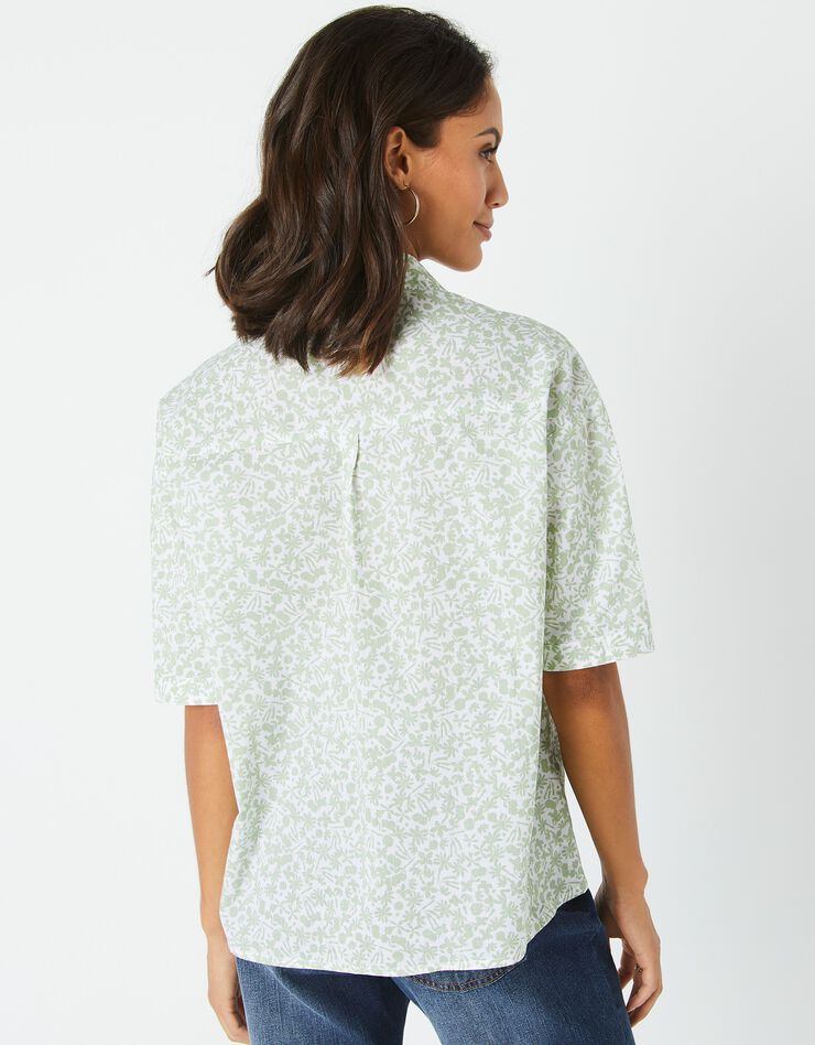 Chemise manches coudes imprimé fleuri, spécial petites (vert amande / blanc) Chemise manches coudes imprimé fleuri, spécial petites (vert amande / blanc)