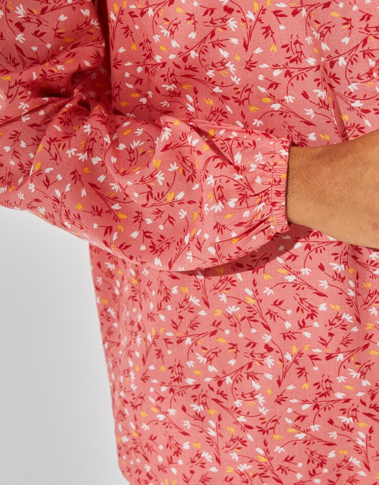 Blouse boutonnée en viscose imprimée, manches longues (corail grisé) Blouse boutonnée en viscose imprimée, manches longues (corail grisé)