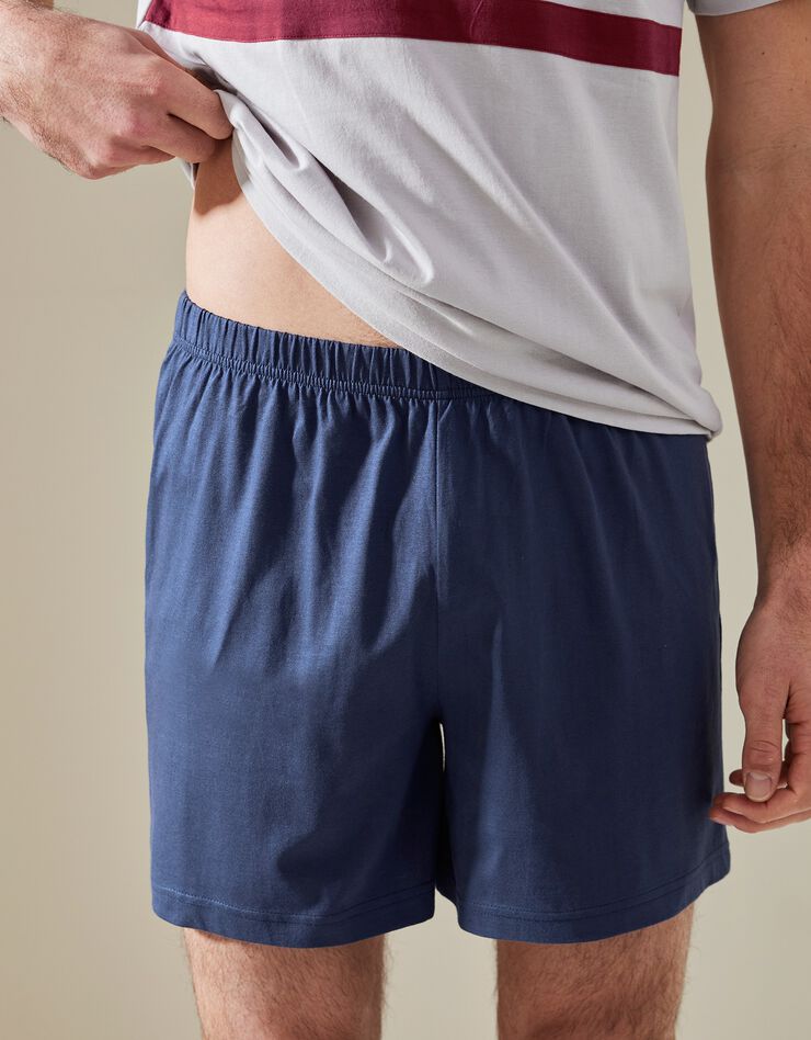 Pyjama short tricolore - lot de 2 (marine / bordeaux) Pyjama short tricolore - lot de 2 (marine / bordeaux)