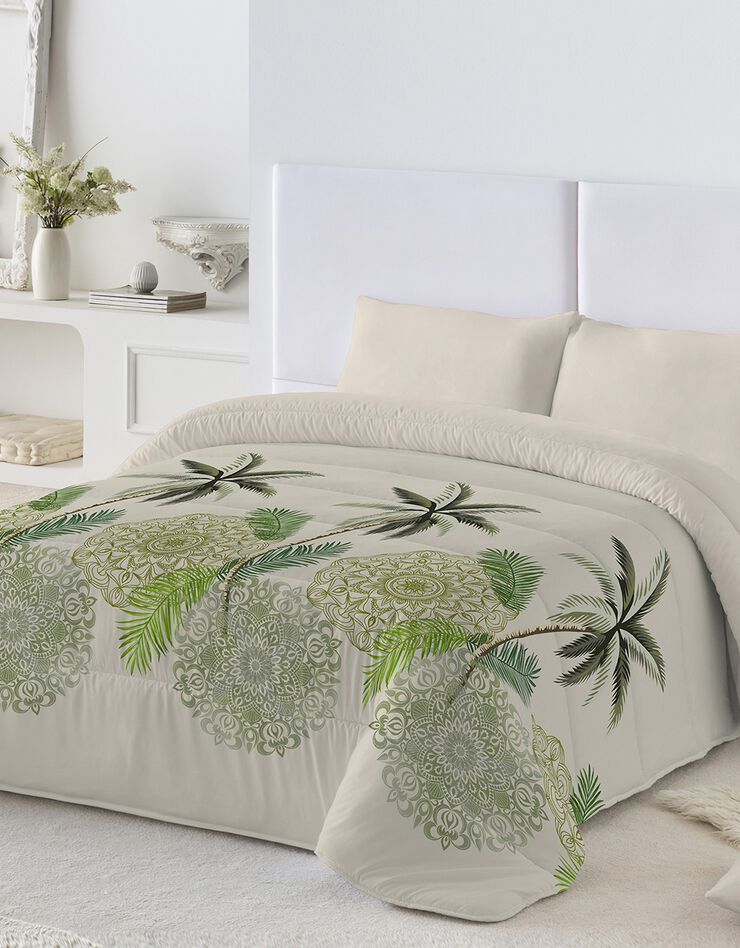  Couette microfibre imprimée feuilles tropicales 200 g/m² (vert)