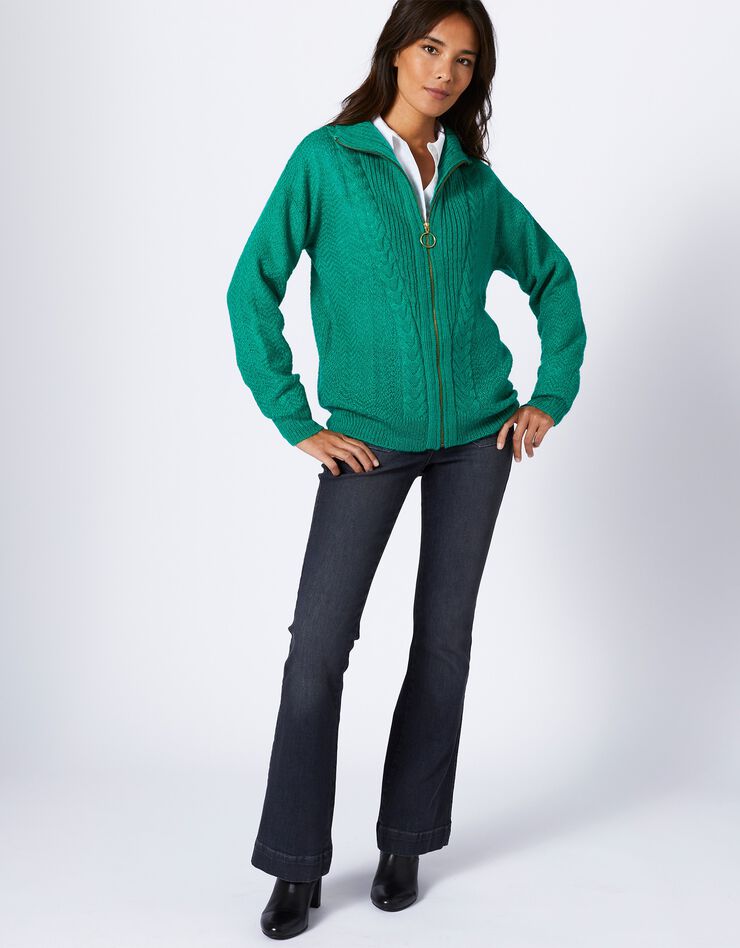 Gilet camionneur zippé maille torsadée (vert) Gilet camionneur zippé maille torsadée (vert)
