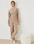 Pyjama veste boutonnée manches longues, maille polaire (taupe clair)