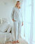 Pyjama boutonn&eacute; en seersucker ray&eacute;- col chemisier  (&eacute;cru / bleu)