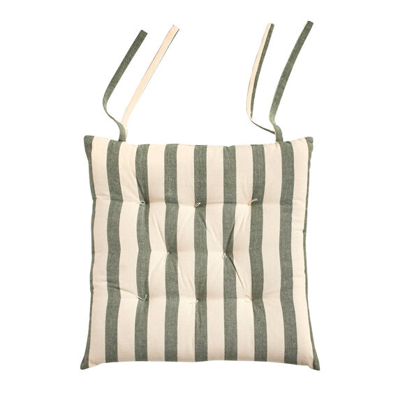 Galette de chaise carrée rayée - lot de 2 (eucalyptus)