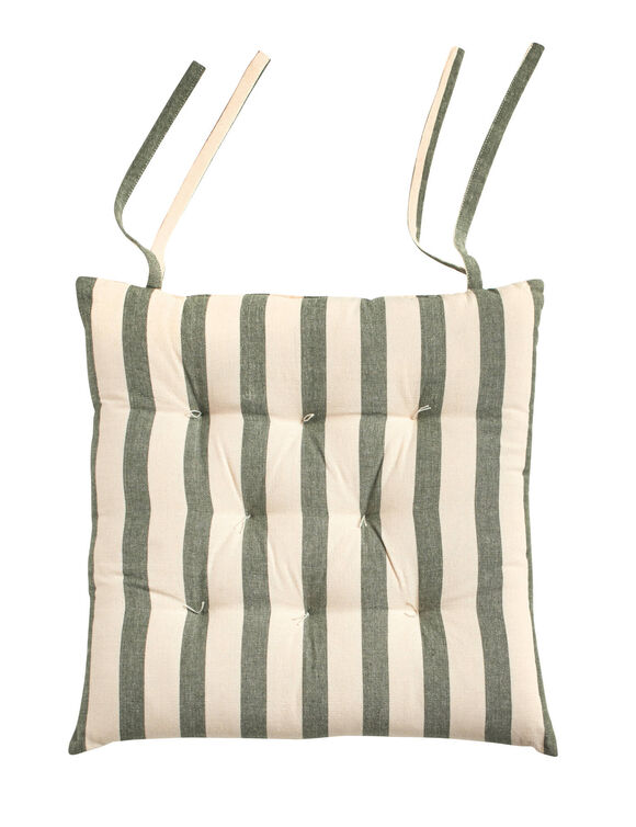 Galette de chaise carrée rayée - lot de 2 (eucalyptus)