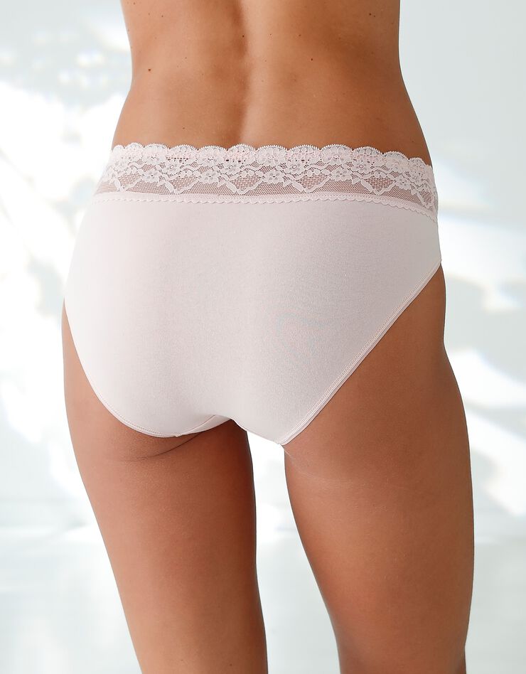 Culotte coton stretch ceinture dentelle- lot de 2 unis (noir + poudre) Culotte coton stretch ceinture dentelle- lot de 2 unis (noir + poudre)