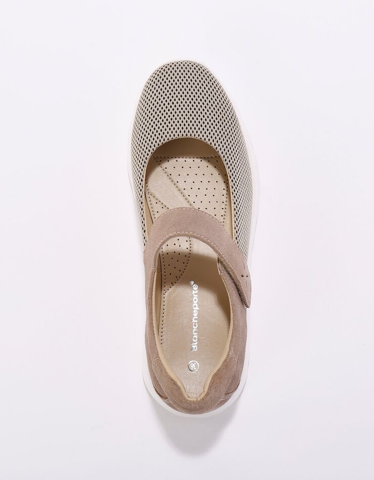Babies de marche légères scratchées, cuir (beige)