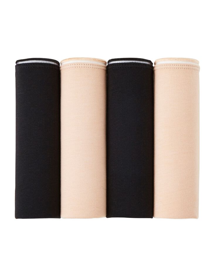 Boxers coton coutures plates - lot de 4 (peau / noir) Boxers coton coutures plates - lot de 4 (peau / noir)