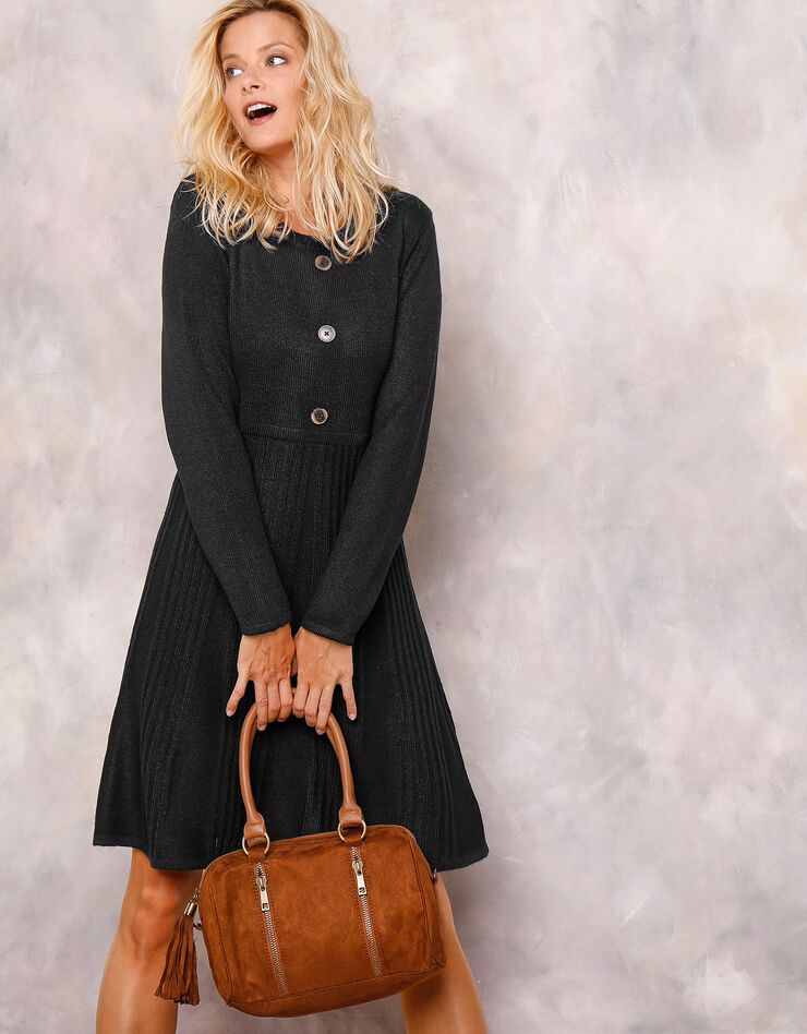 Robe pull boutonnée (noir)