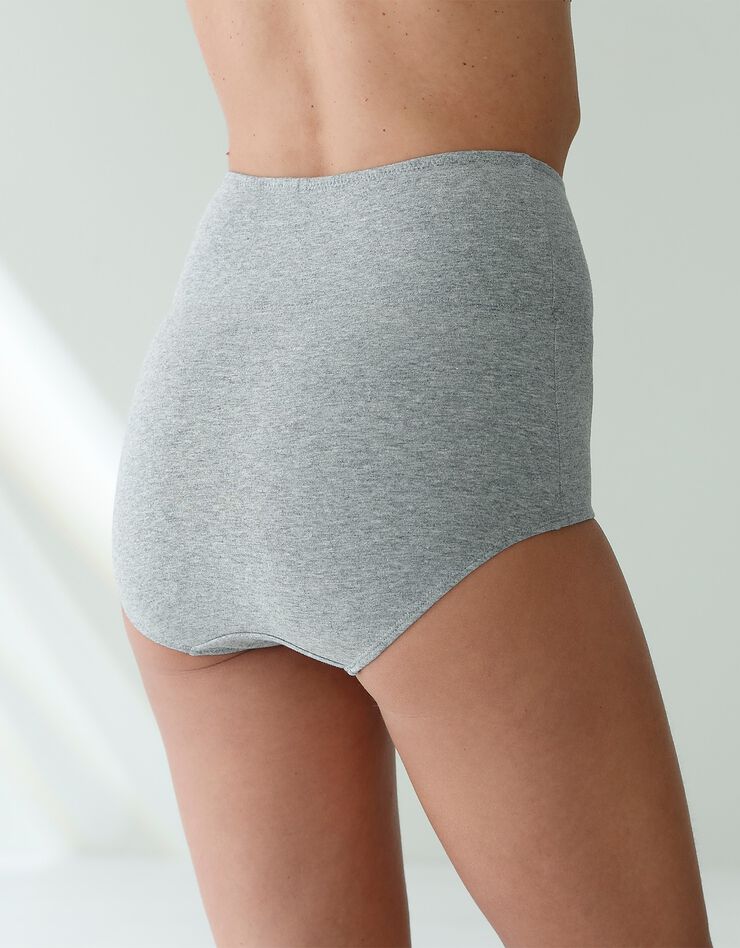 Culotte coton stretch taille très haute couvrante - lot de 2 (noir + gris chiné) Culotte coton stretch taille très haute couvrante - lot de 2 (noir + gris chiné)