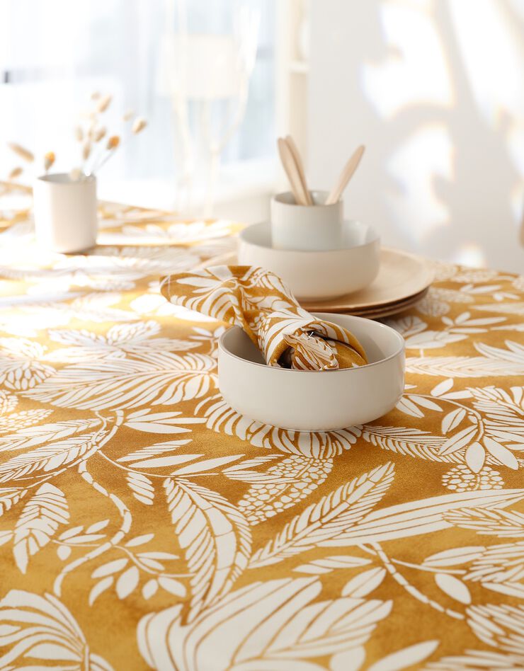 Nappe anti-taches imprimé végétal (jaune)