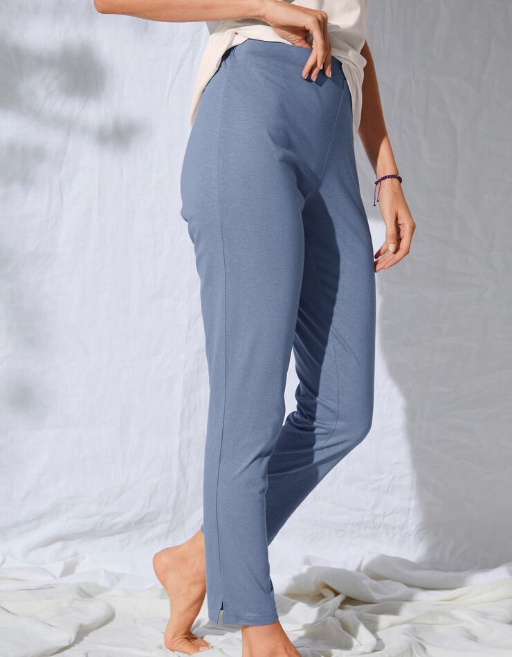 Pantalon fuselé uni taille élastiquée (bleu jean) Pantalon fuselé uni taille élastiquée (bleu jean)