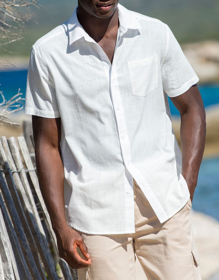 Chemise unie aspect lin manches courtes (naturel)