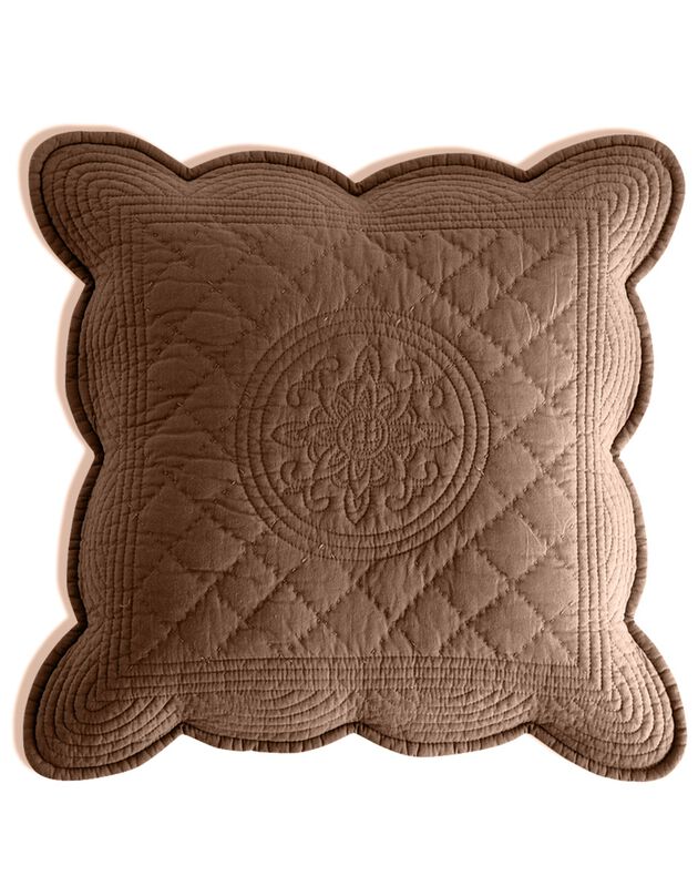 Housse coussin unie style boutis Cassandre (taupe)
