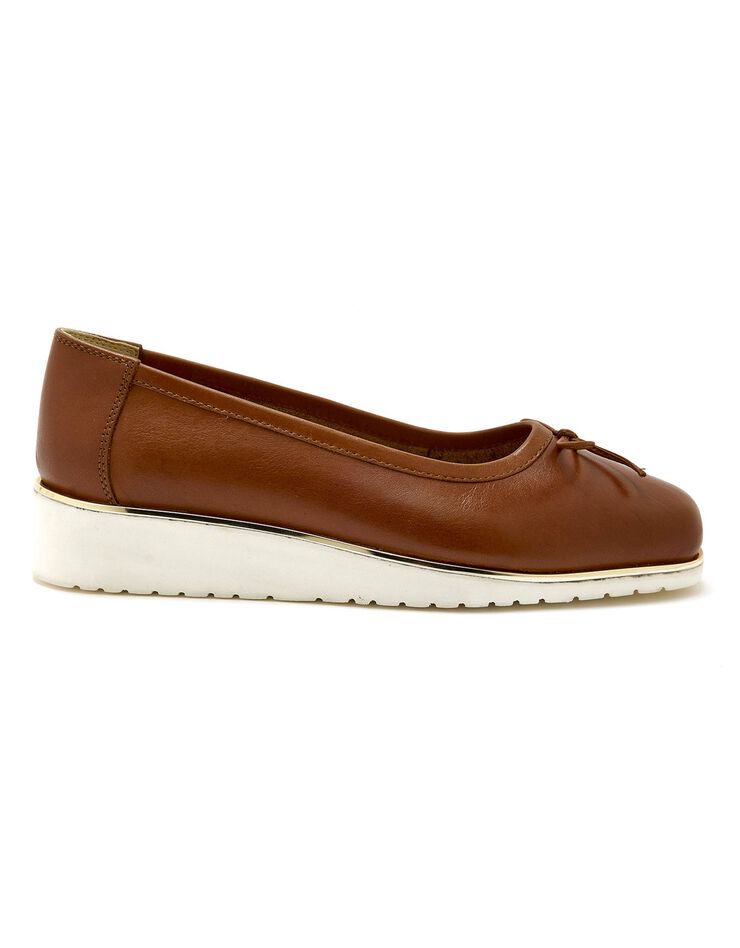 Ballerines en cuir à petit nœud, petit compensé (marron) Ballerines en cuir à petit nœud, petit compensé (marron)