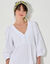 Robe courte évasée, détails broderie anglaise (blanc)