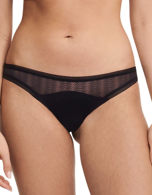 Culotte forme tanga dentelle et tulle Romane (noir)