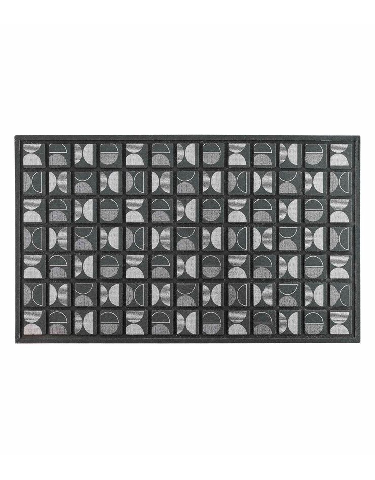 Tapis d'entrée rectangulaire, motif graphique reliefé (noir / blanc) Tapis d'entrée rectangulaire, motif graphique reliefé (noir / blanc)