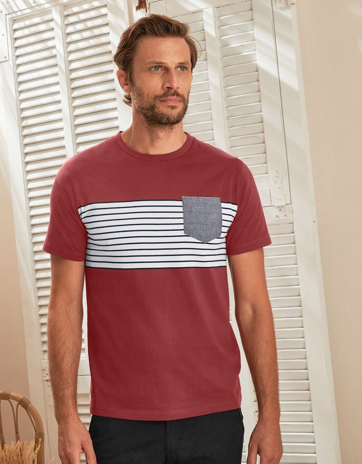 Tee-shirt rayé manches courtes (rouge) Tee-shirt rayé manches courtes (rouge)