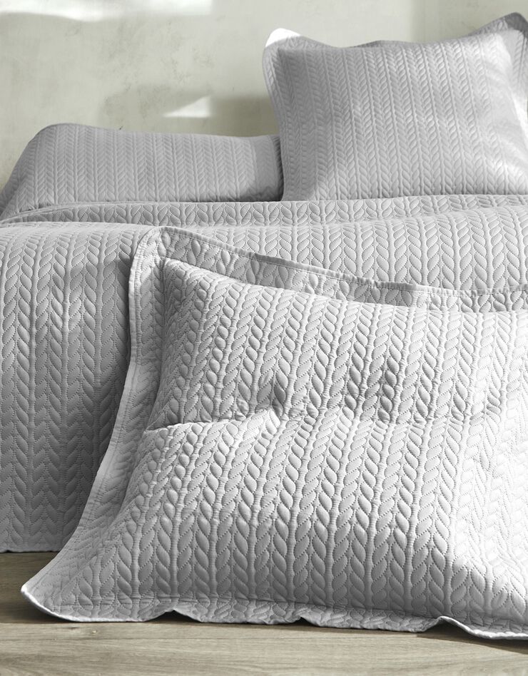 Couvre-lit matelassé microfibre motif géométrique (gris perle)