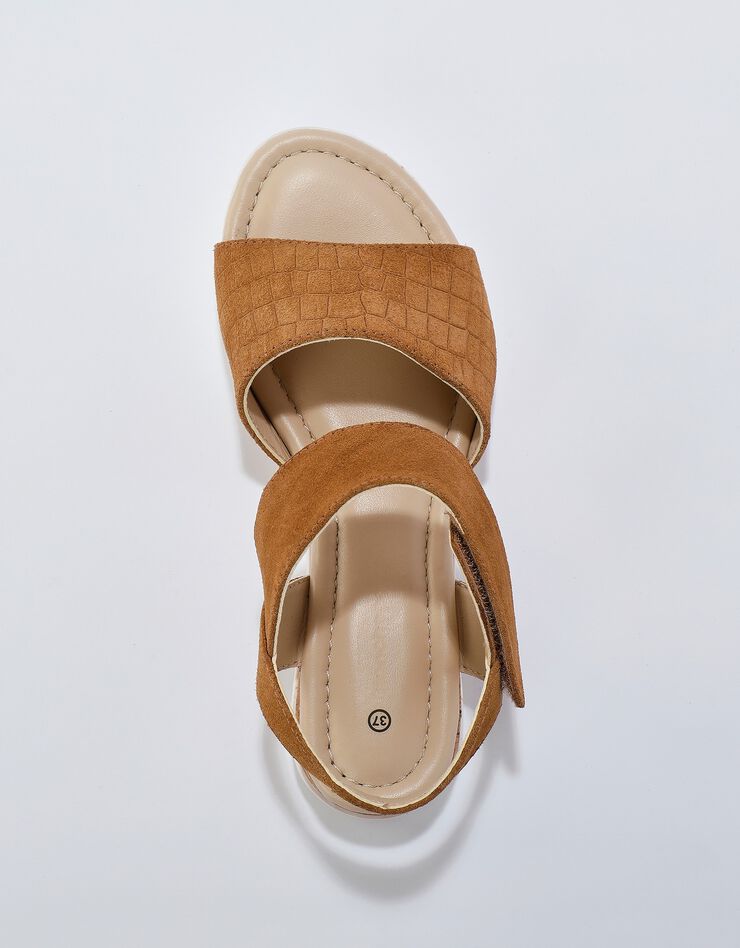 Sandales compensées cuir effet croco (caramel) Sandales compensées cuir effet croco (caramel)