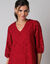 Robe broderie anglaise manches 3/4 (rouge fonc&eacute;)