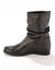 Bottes plissées mi-hautes en cuir avec semelle compensée invisible - noir (noir)