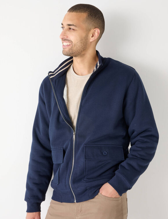 Blouson zippé col montant molleton doublé sherpa  (marine)