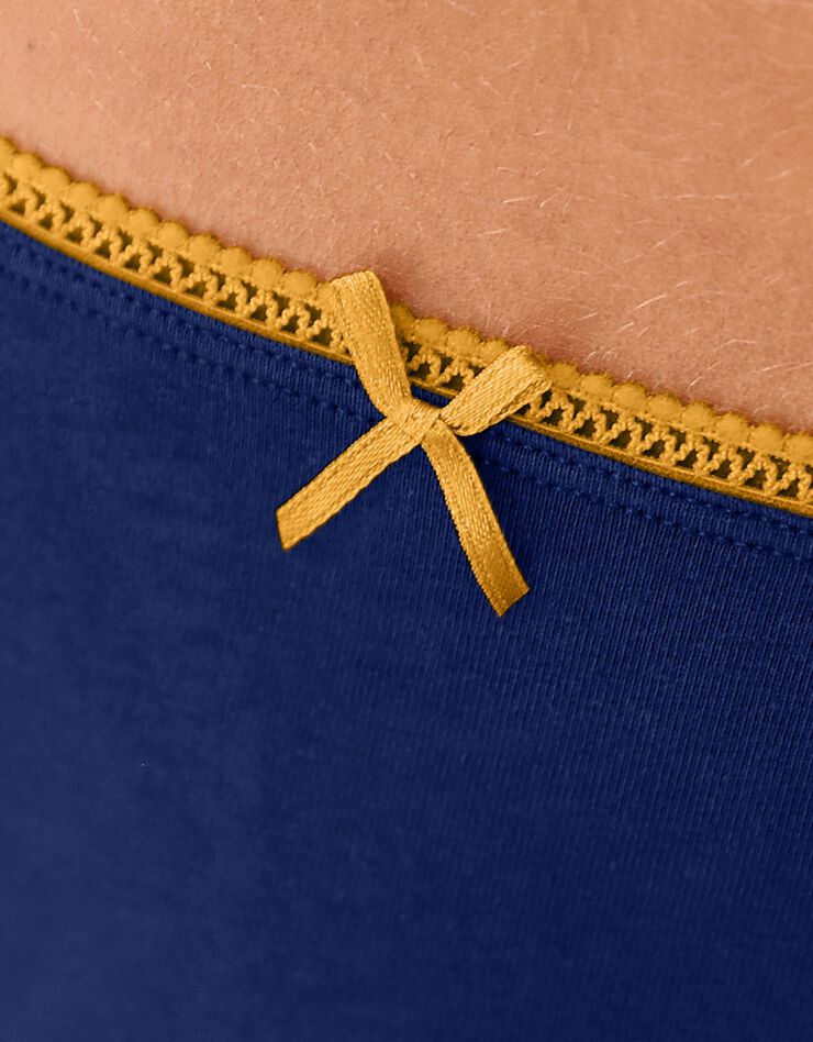 Culotte coton forme shorty imprimé motifs « étoiles » assortis– Lot de 4 (marine / safran) Culotte coton forme shorty imprimé motifs « étoiles » assortis– Lot de 4 (marine / safran)