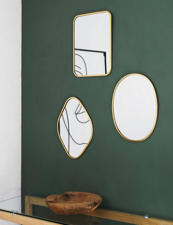 Lot de 3 miroirs déco (doré)