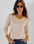 Pull col V bicolore (beige / jaune)
