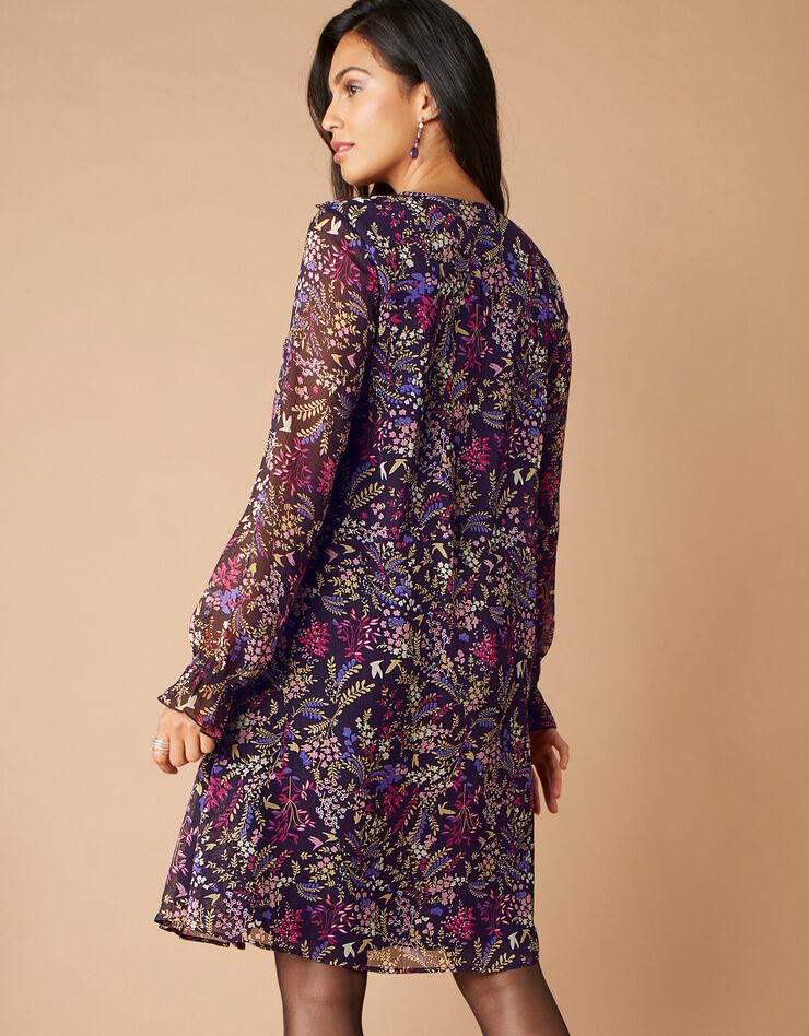 Robe imprimée à plis (violet / violine) Robe imprimée à plis (violet / violine)