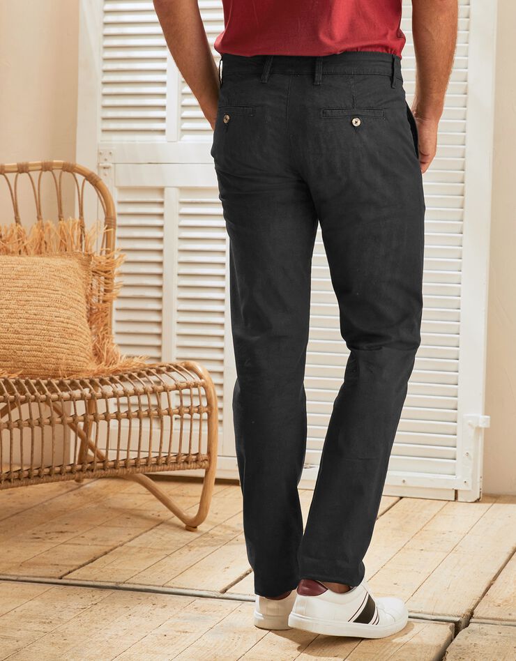 Pantalon chino uni sergé stretch grand confort (noir) Pantalon chino uni sergé stretch grand confort (noir)