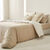 Linge de lit uni bicolore coton (écru / sable)