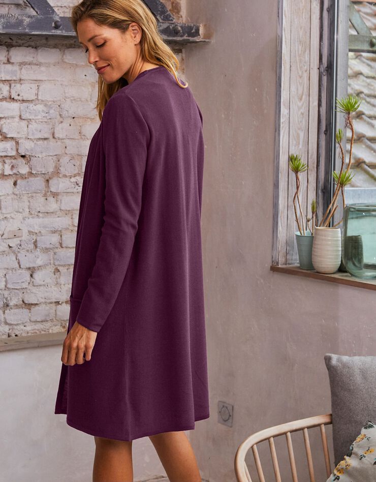 Long gilet toucher cachemire (prune) Long gilet toucher cachemire (prune)