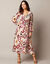 Robe longue col V, imprimé ikat (beige)