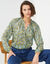 Blouse en voile imprim&eacute; tachiste (bleu gris&eacute;)