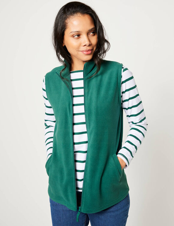 Veste polaire zippée sans manches (vert foncé)