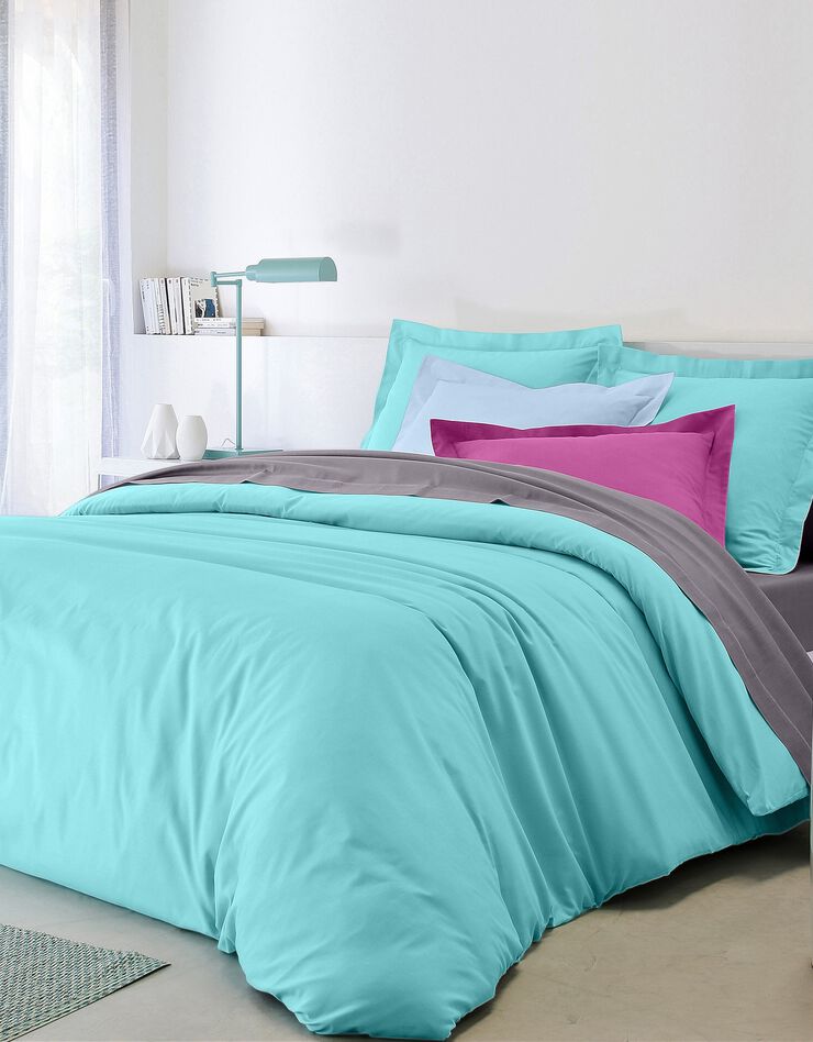 Linge de lit uni polyester-coton Colombine (lagon)