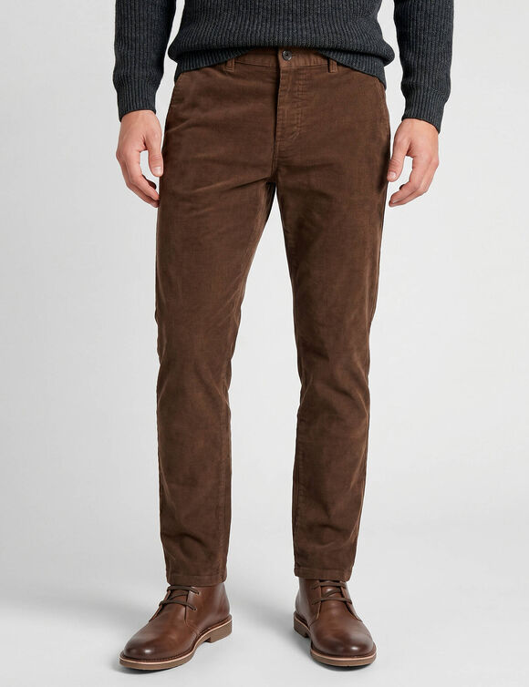 Pantalon chino velours fines c&ocirc;tes  (taupe)