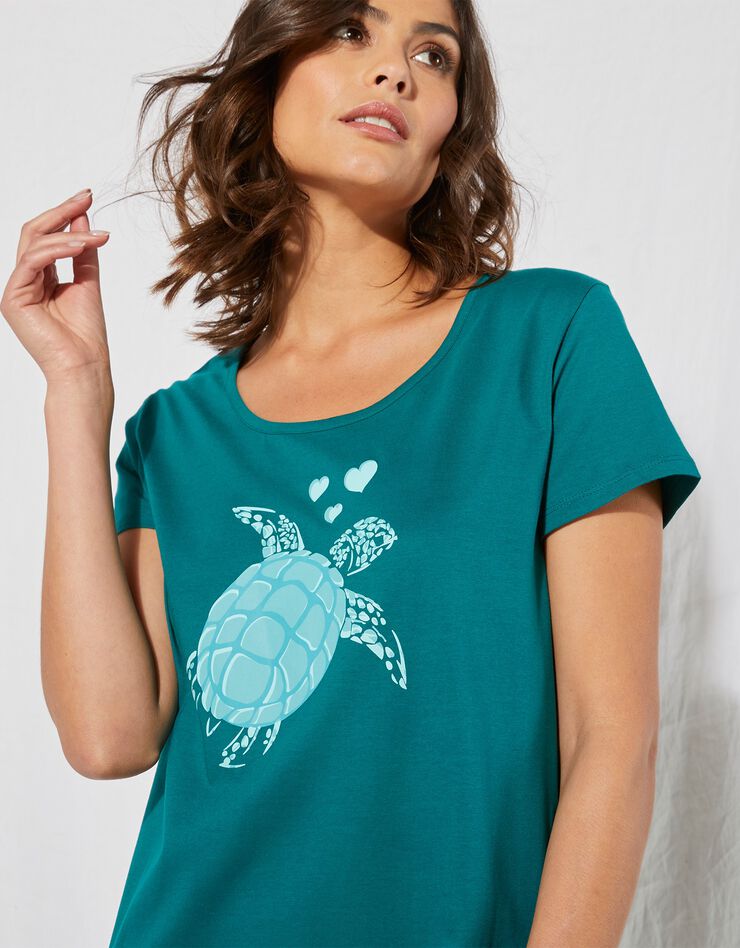 Chemise de nuit longue coton – imprimé "tortue" (vert) Chemise de nuit longue coton – imprimé "tortue" (vert)