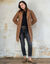 Manteau maille bouclette col tailleur (caramel)